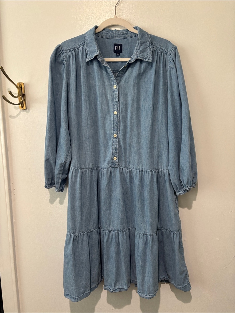 GAP Puff Sleeve Denim Mini Shirtdress